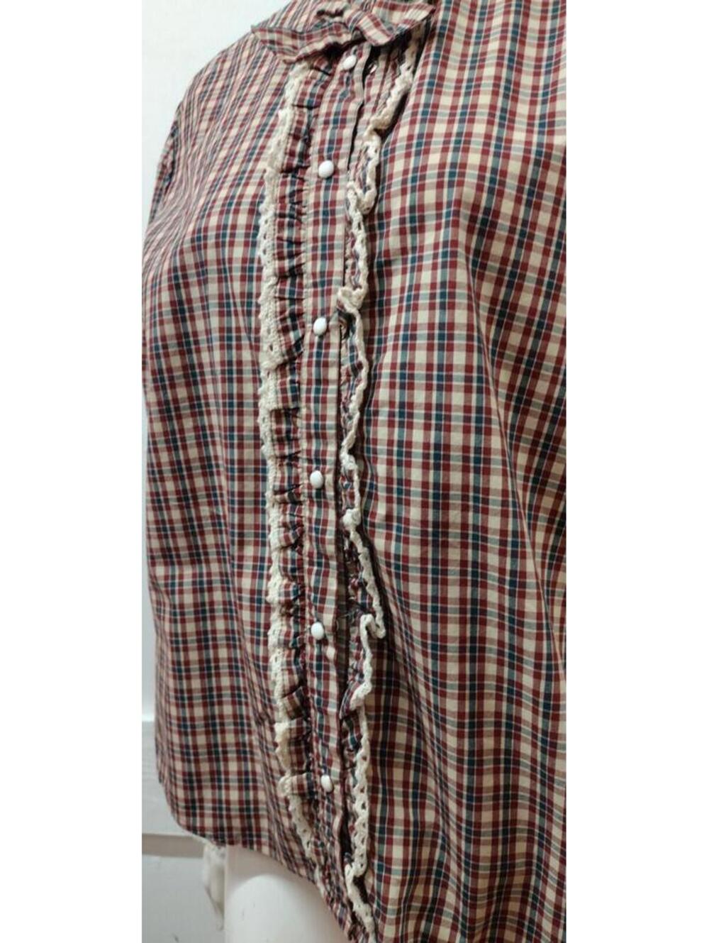 Stranger Things Plaid Long Sleeve Western Ruffed Crochet Historical Costume M/L - Picture 15 of 16